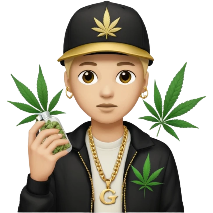 dealer white rom gang with cannabis on hand styler gangster emoji