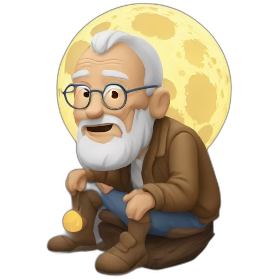 Un viejo anciano durmiendo en la luna emoji