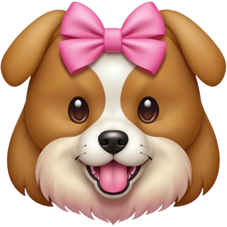 Perro con un moño rosa sacando la lengua  emoji