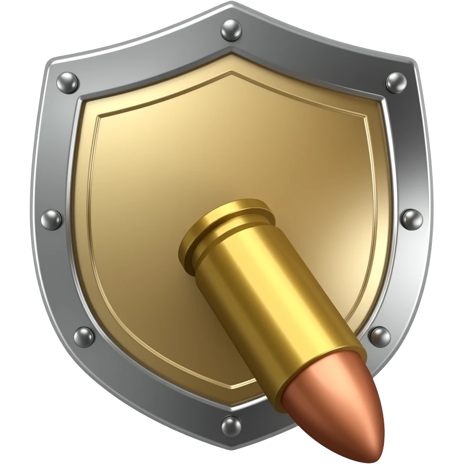 a bullet bouncing off a shield emoji