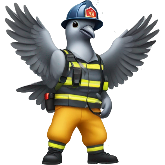 Pigeon fire fighter fighting fire emoji