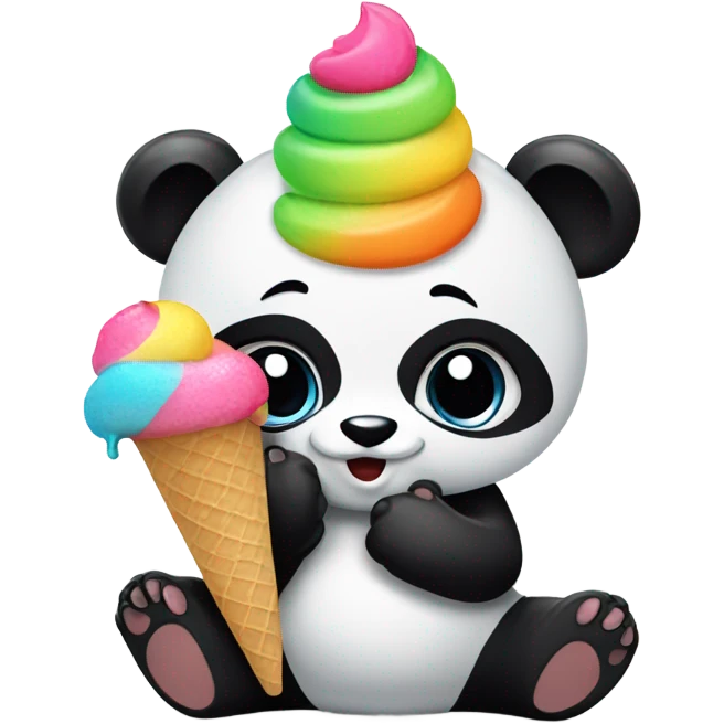 Panda eating ice cream emoji