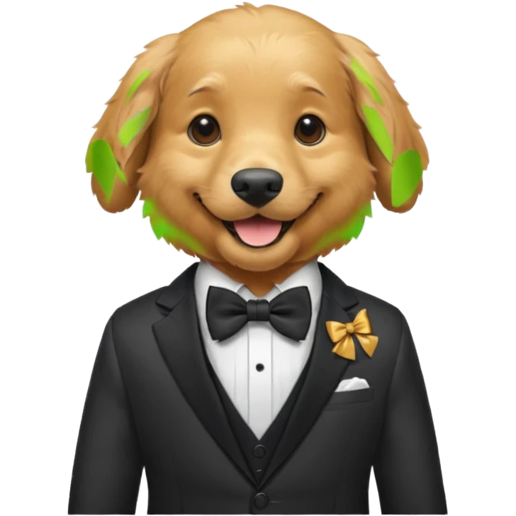 dog with bow in suit. emoji