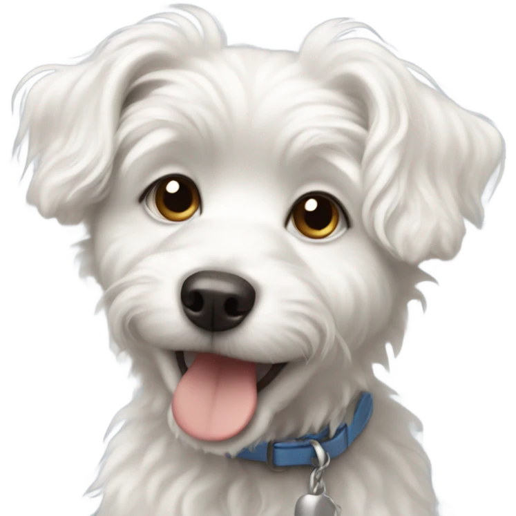 Little white dog with curly hair and big puppy eyes emoji