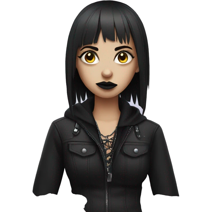 Rude looking girl who is goth emoji