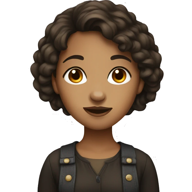 young female artist tan with dark brown hair emoji