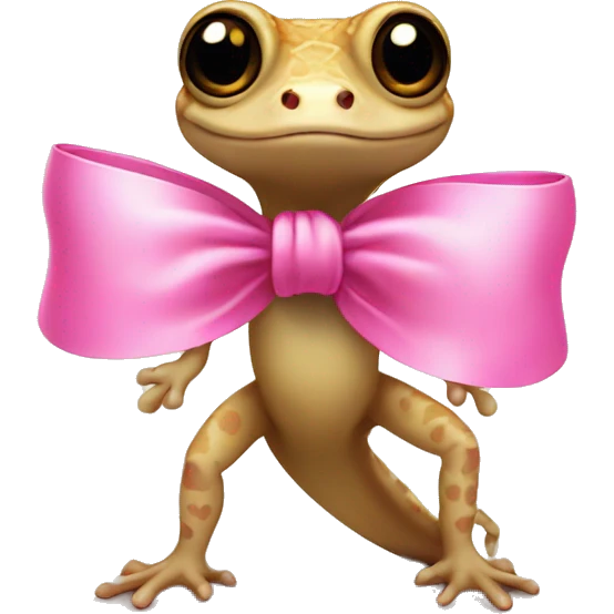 Fat tail gecko with pink bow emoji