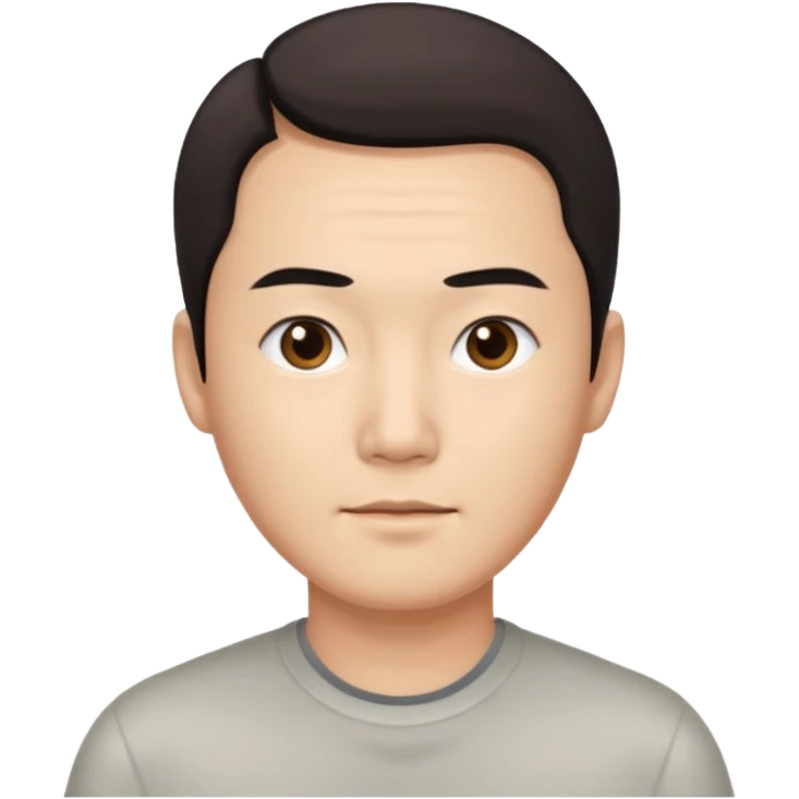 Create an emoji-style image of an Asian man with a middle-part hairstyle and a receding hairline. emoji
