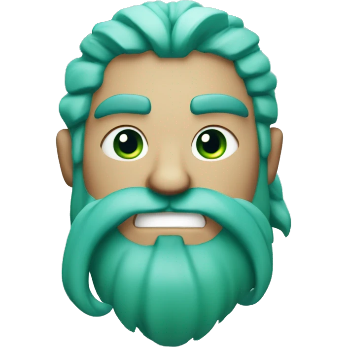 Viking with cyan and green hair and beard winking emoji