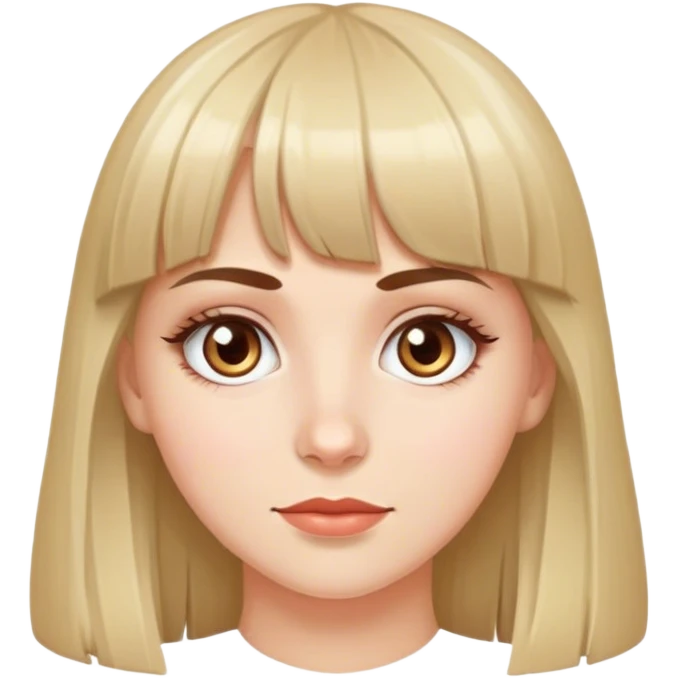 White girl with bangs and hazel eyes emoji