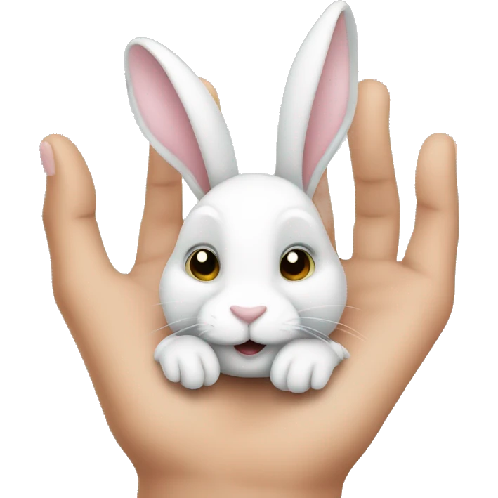 a hand holding two rabbits emoji