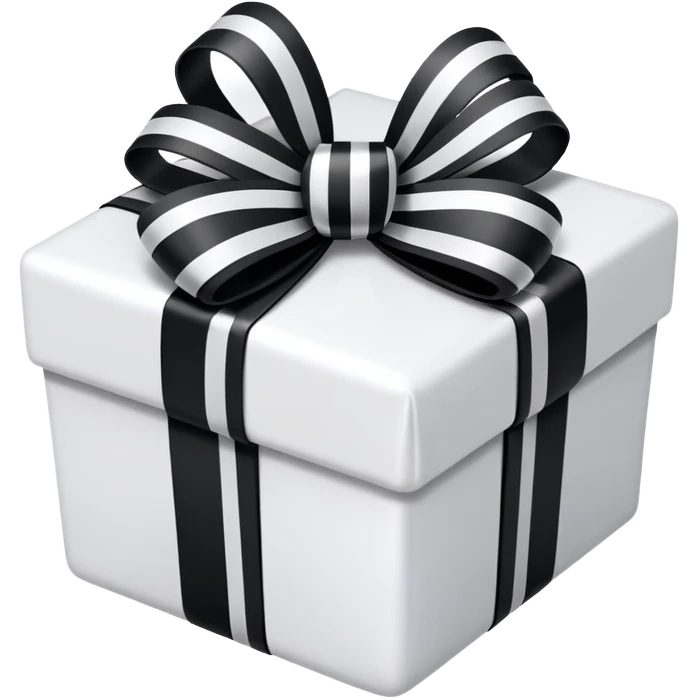 a gift with a bow on top with black lines and everything else is white emoji