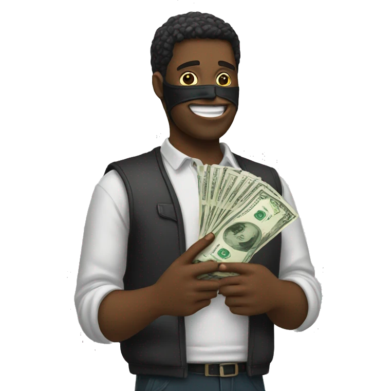man with his money in hand with mask on emoji