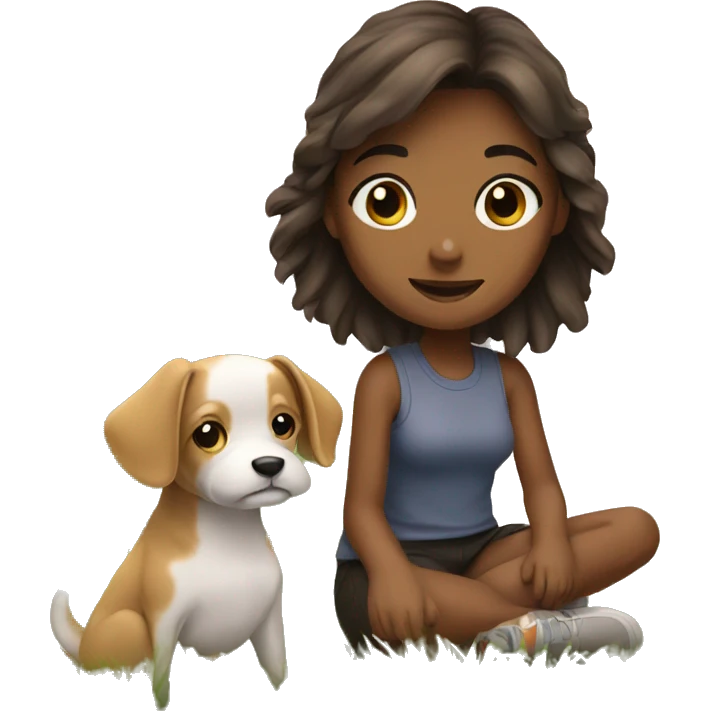 girl with dog in nature emoji
