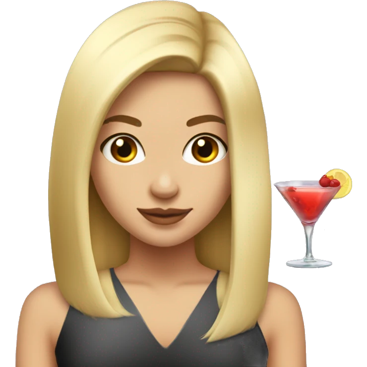 Blonde and straight hair girl sustaining cocktail emoji