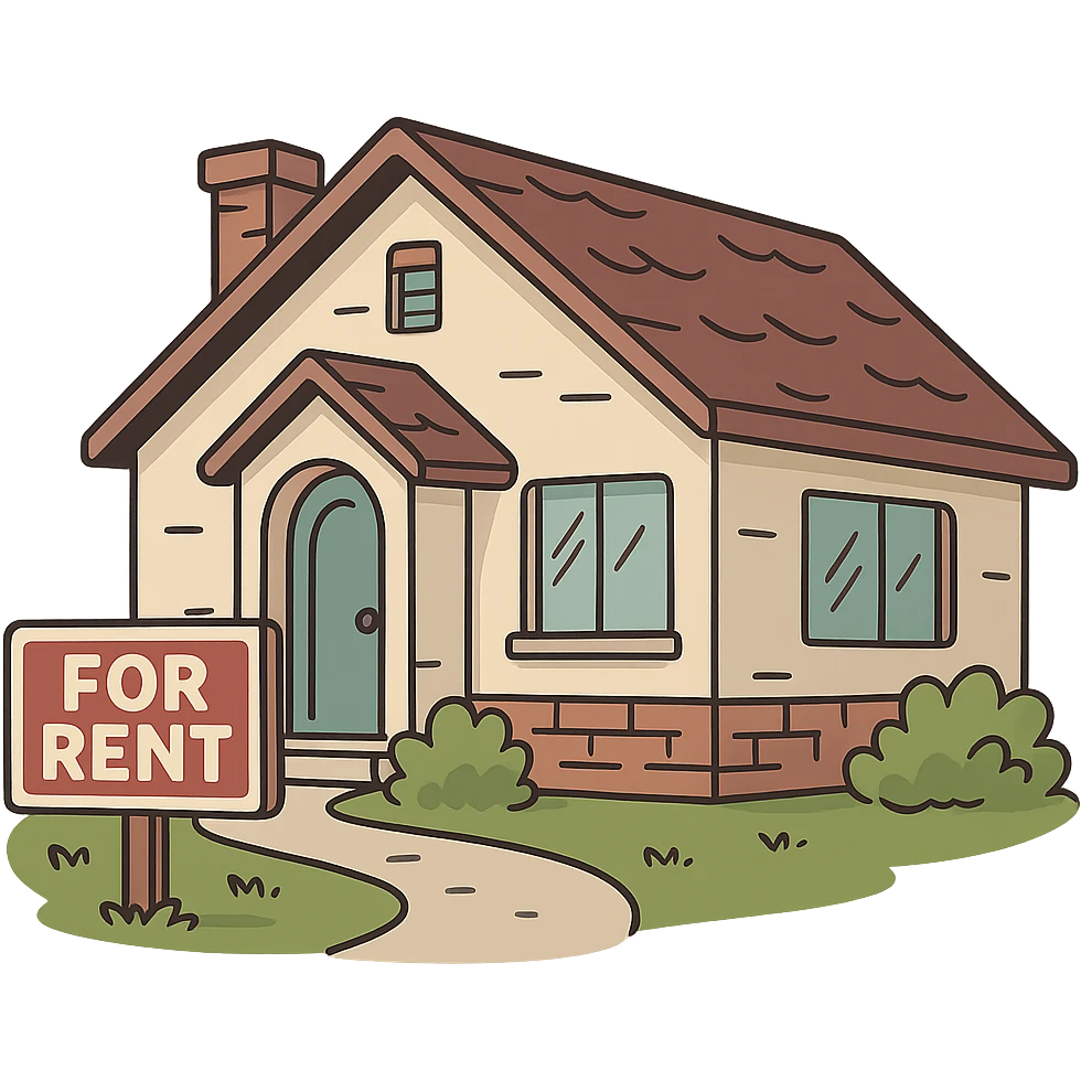 house with a 'for rent' sign emoji