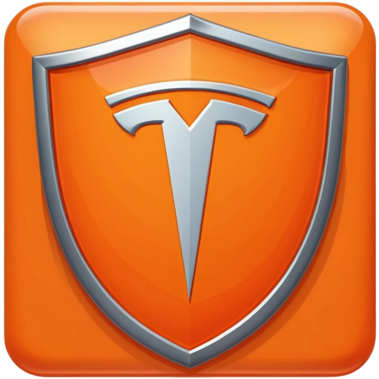 orange teslas logo shaped like a shield candy emoji