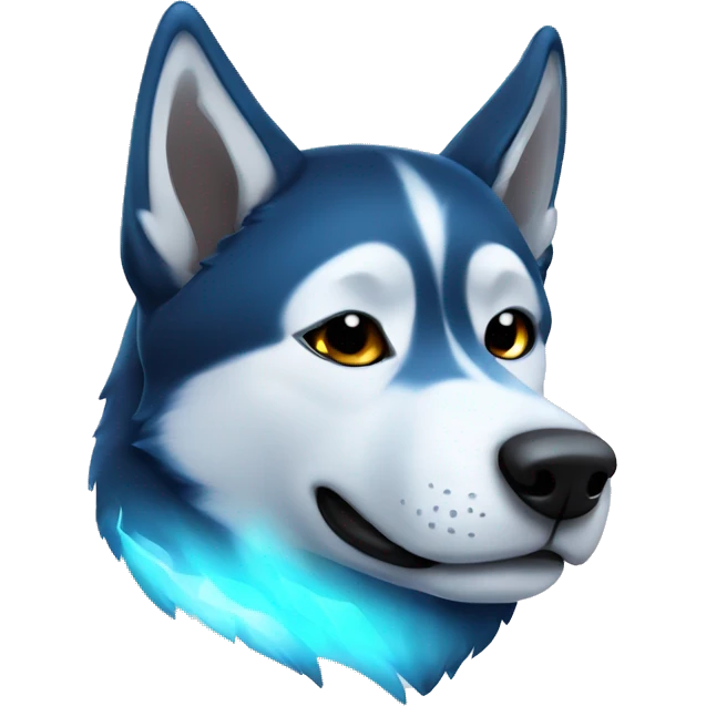 glowing blue and black husky sleeping  emoji