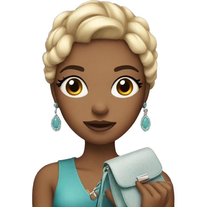 girl wearing makeup and eyelashes with purse in her hand  emoji