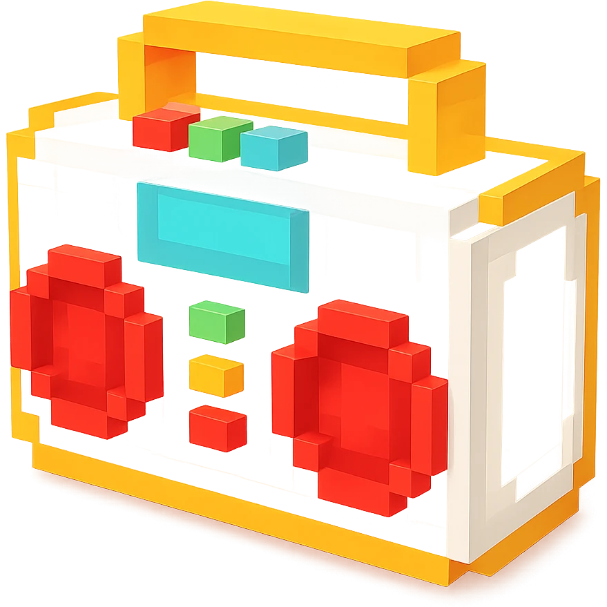 сделай белый святящейся бумбокс, no background emoji