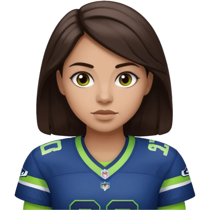 Dark brown hair seahawks fan female emoji