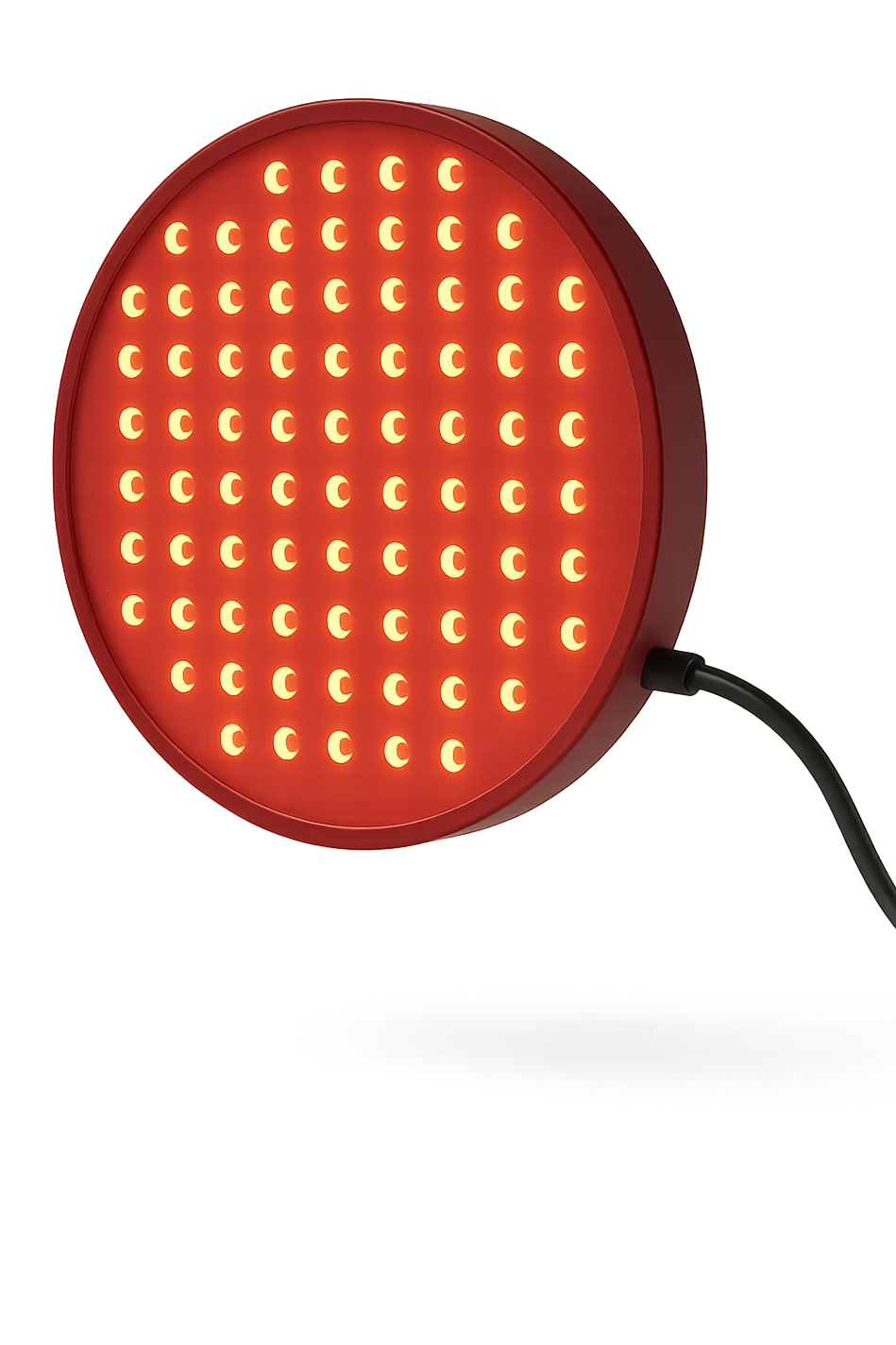 luce rossa led rotonda fluttua in aria, iperrealistica 4k emoji