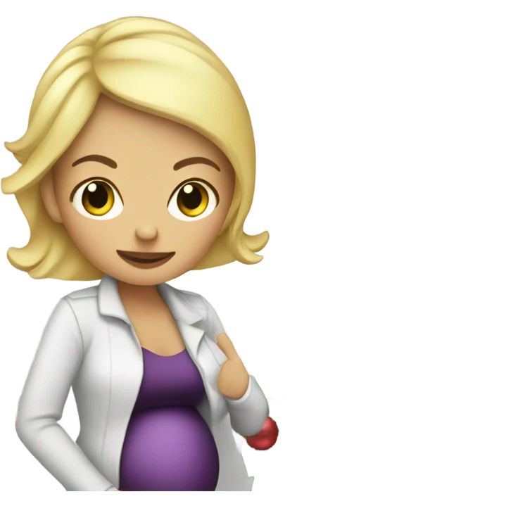 blonde pregnant woman at the Christmas tree emoji