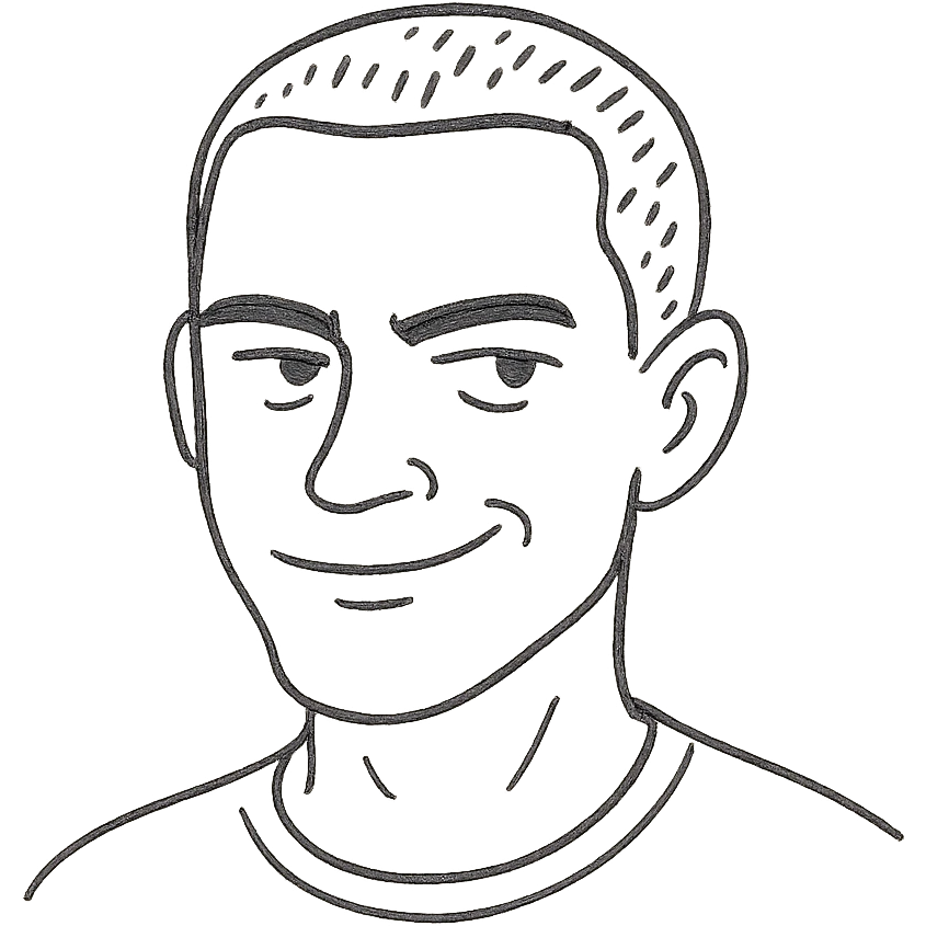 Rafe Cameron from Outer Banks, buzz cut, smirking emoji