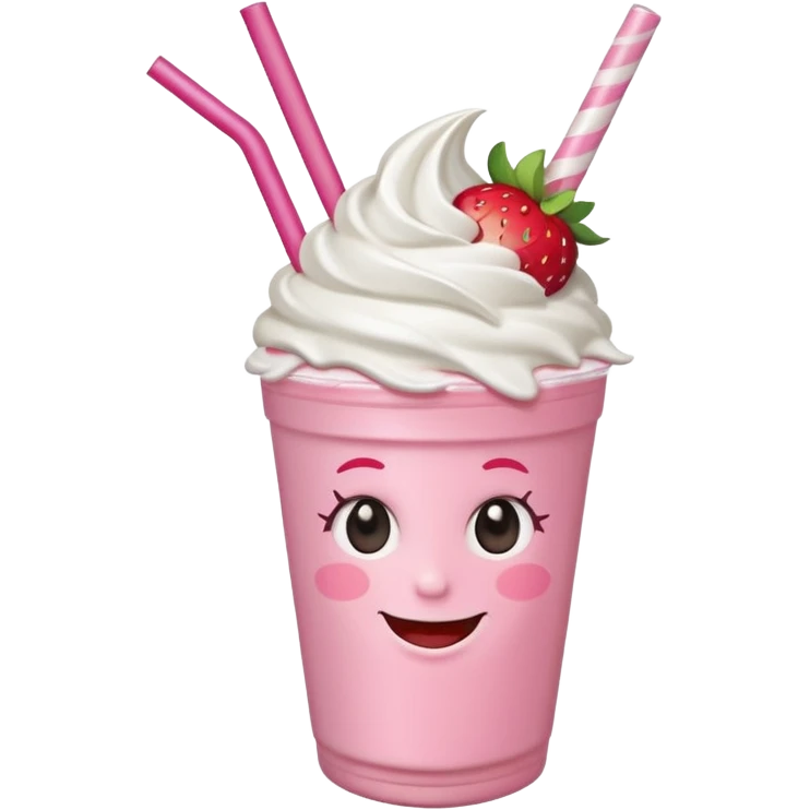 milkshake with a face and hair emoji