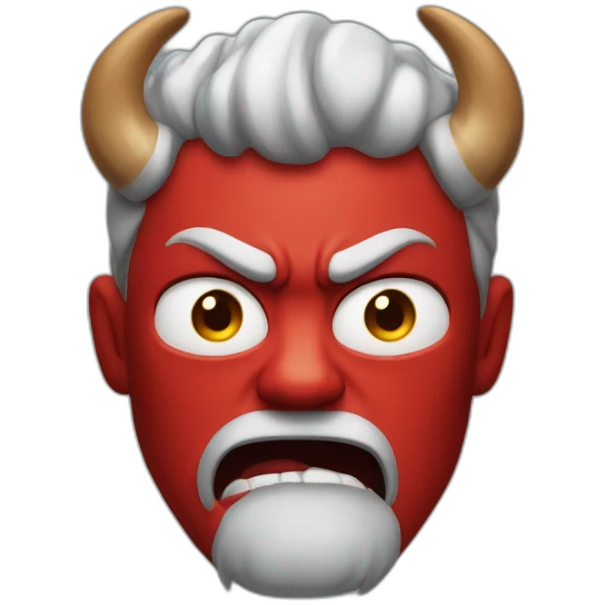 guy with horns shorts very angry and red skin emoji