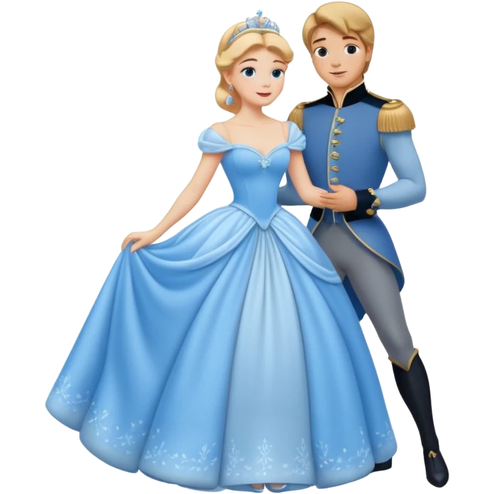 Fairy tale Cinderella, the prince embraces Cinderella emoji