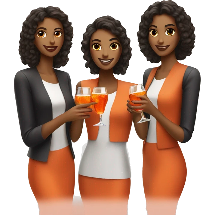 Three beautiful girls drinking aperol emoji