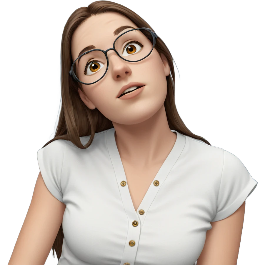 brown haired girl in white emoji