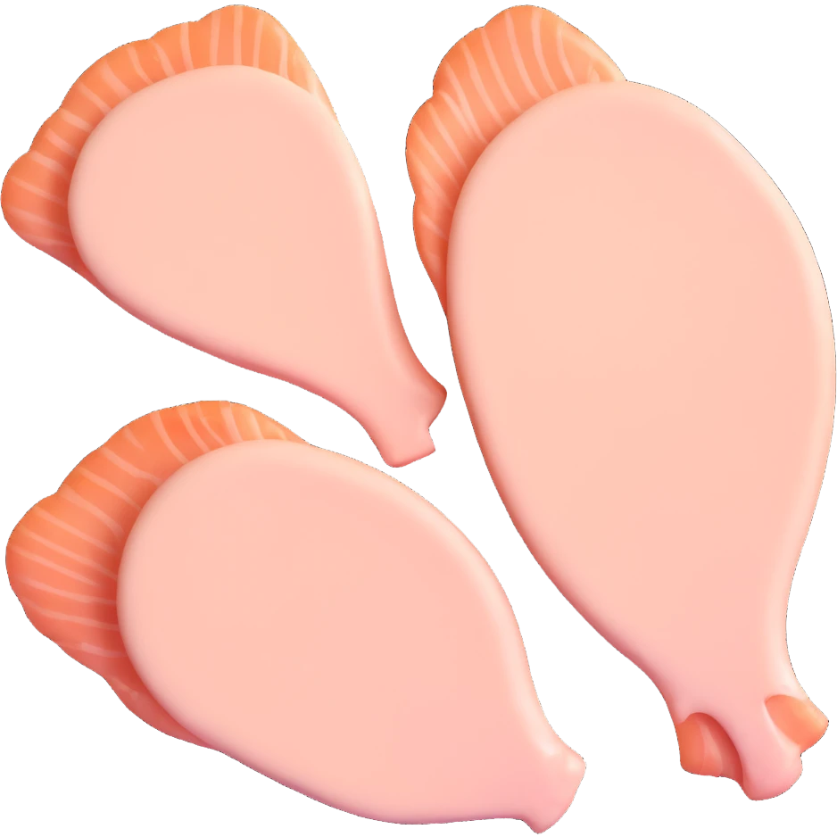three pieces of raw chicken breast arranged neatly emoji