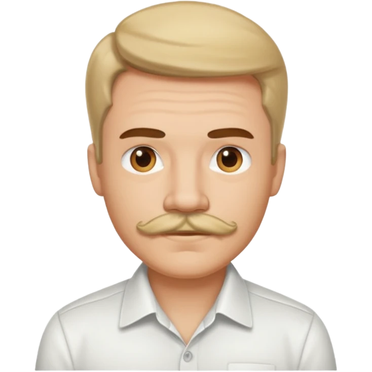 mustached man with medium hair and white shirt emoji