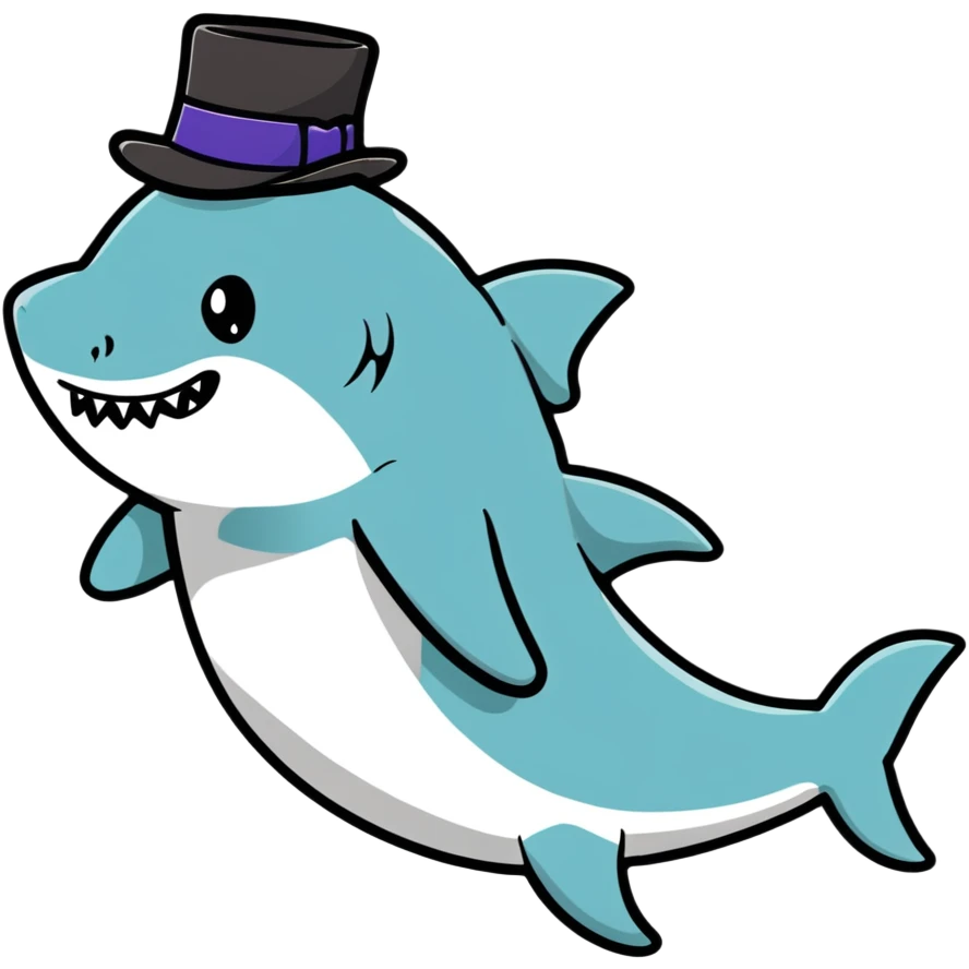 Shark with a top hat emoji