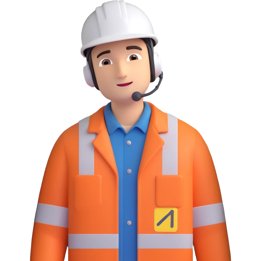 elevator inside engineer standing with helmet  emoji