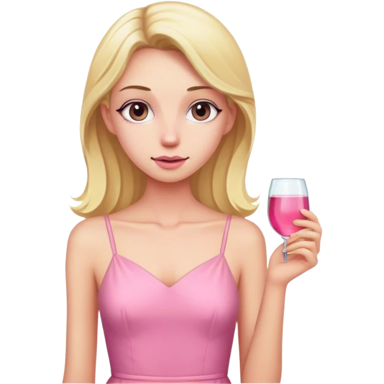skinny blonde woman with pink dress whole body emoji