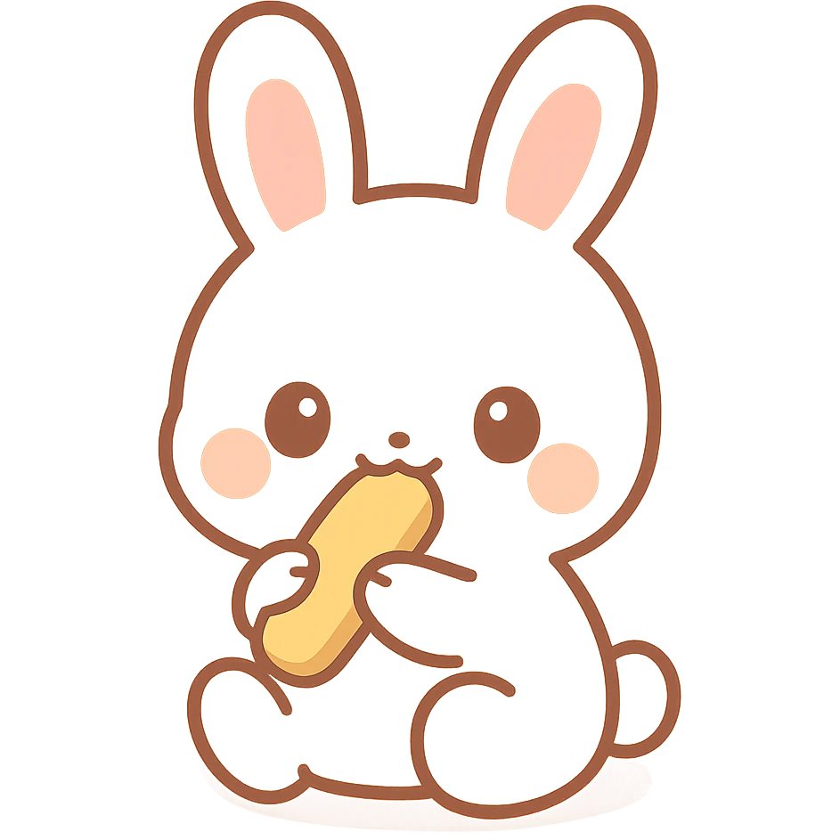 chibi style rabbit, Japanese anime style, eating a biscotti emoji
