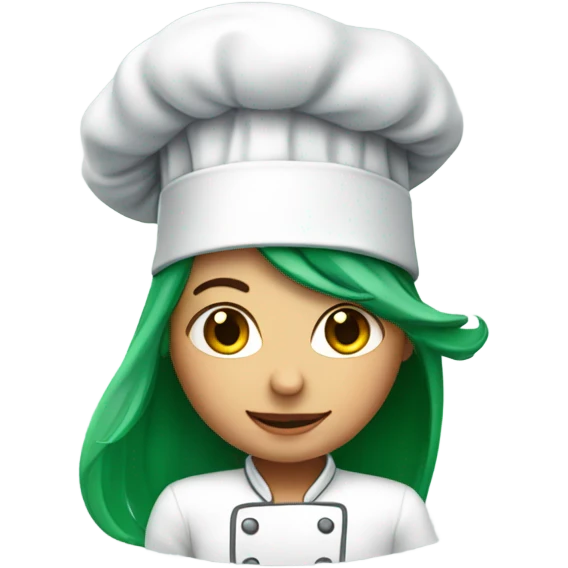 girl with long green hair wearing chef's hat emoji