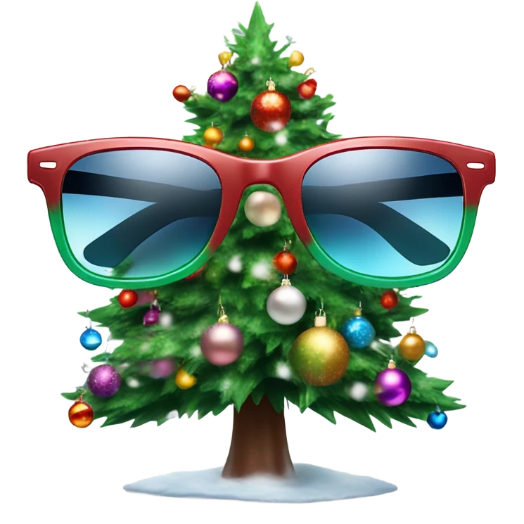 Christmas tree wearing sunglasses in snow emoji