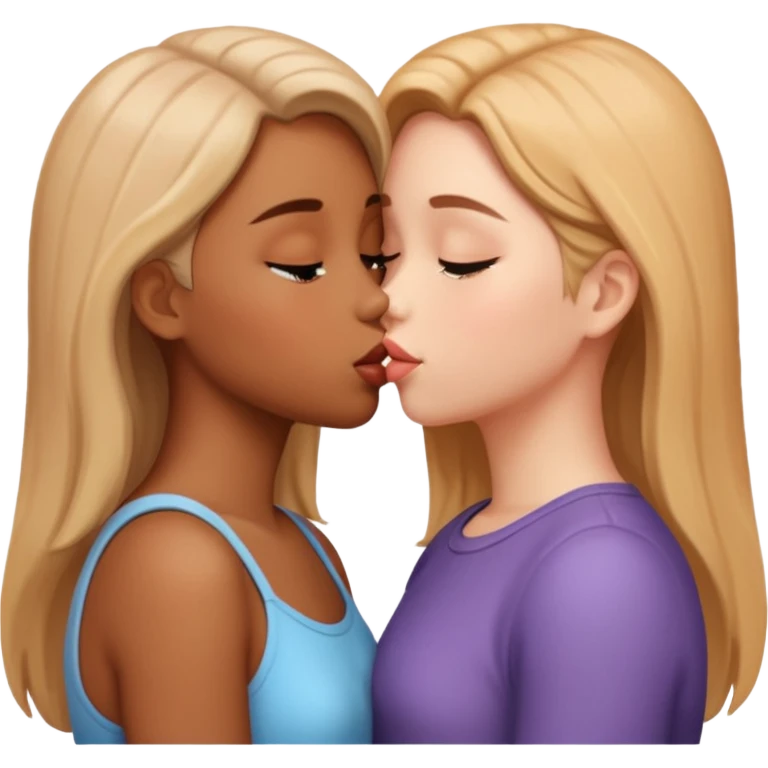 two girls french kissing  emoji