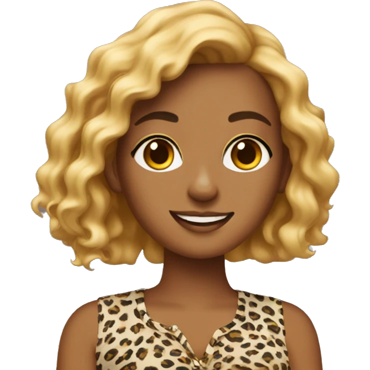 sunny day with stylish girl with a cheetah print top emoji