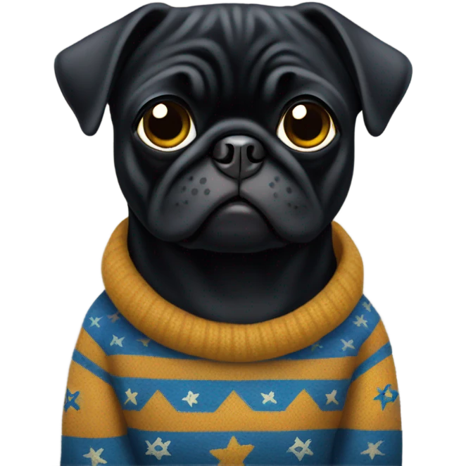 Black pug a Jewish star sweater emoji