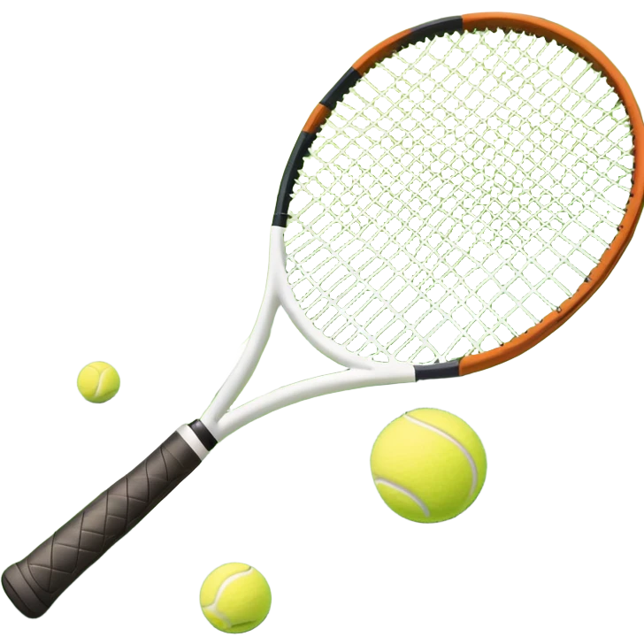 A tennis racket resting on the green grass of a tennis court, with a tennis ball placed nearby and the net stretching across the court. The background captures the fresh, open atmosphere of a traditional grass court, emphasizing the elegance and precision of the sport. emoji