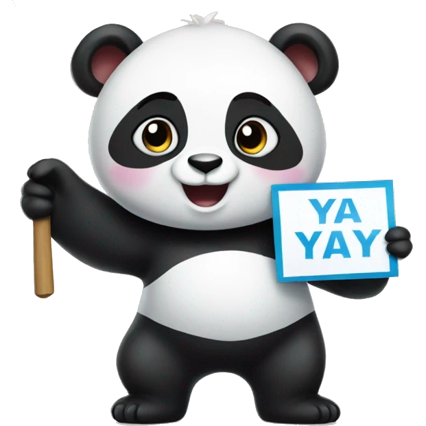 Panda holding a sign that says YAY emoji