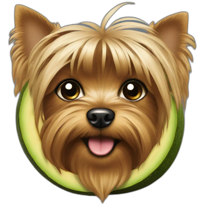 yorkie wearing an avocado emoji