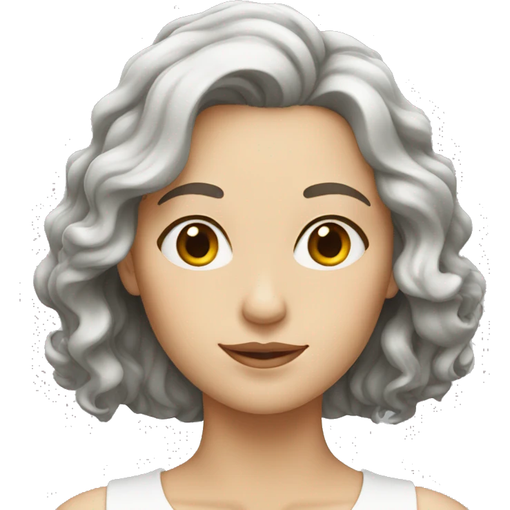 white lady with short wavy dark hair emoji