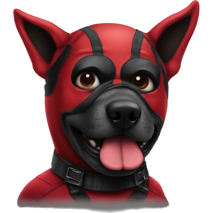 one Deadpool  dog Face with a Deadpool mask emoji