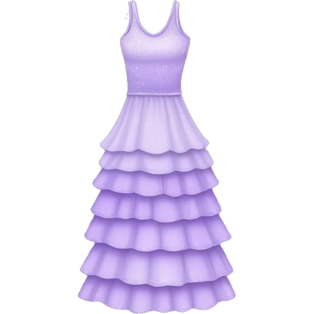 A lavender purple tiered sparkly dress. The layers should be slightly different shades of lavender and should be long  emoji